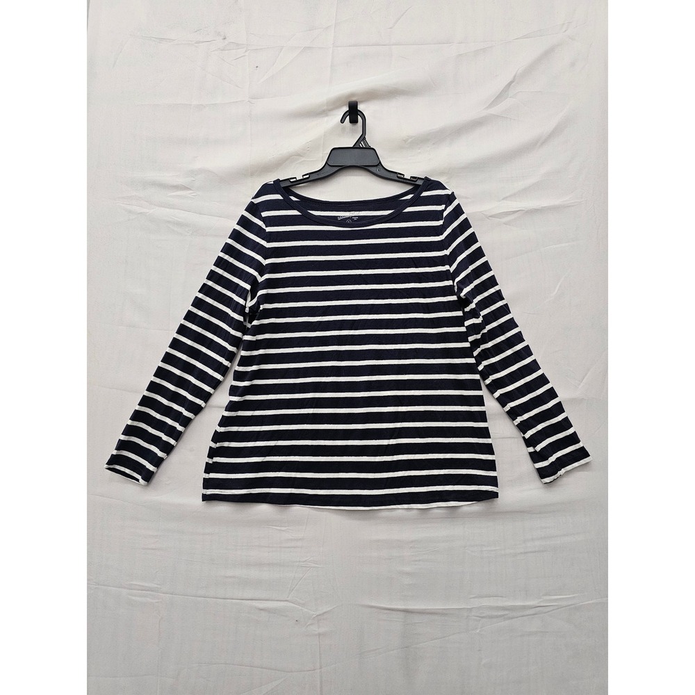 Universal Thread Womens Striped Long Sleeve Top Navy Cotton Relaxed Size XL